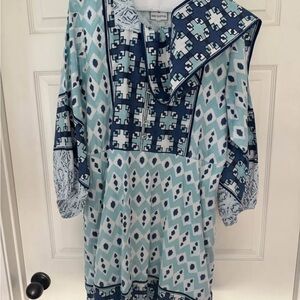 Sue sartor flounce dress Large- Shorty, dusty Ikat